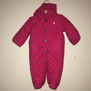 Ralph Lauren quilted bunting snow suit puffer pink